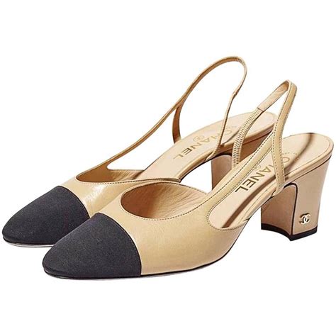 chanel slingback cap toe|Chanel slingback beige and black.